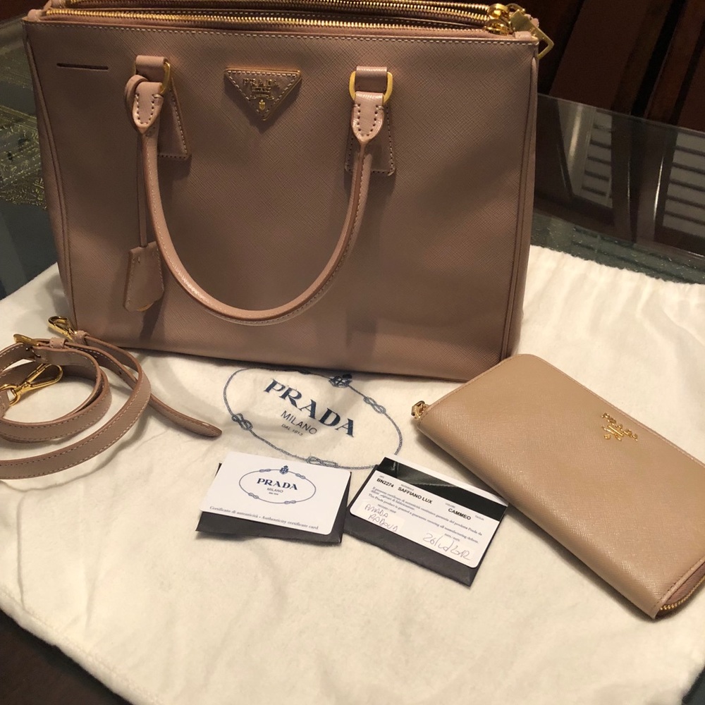 Authentic Prada Saffiano Lux Cammeo and Wallet
